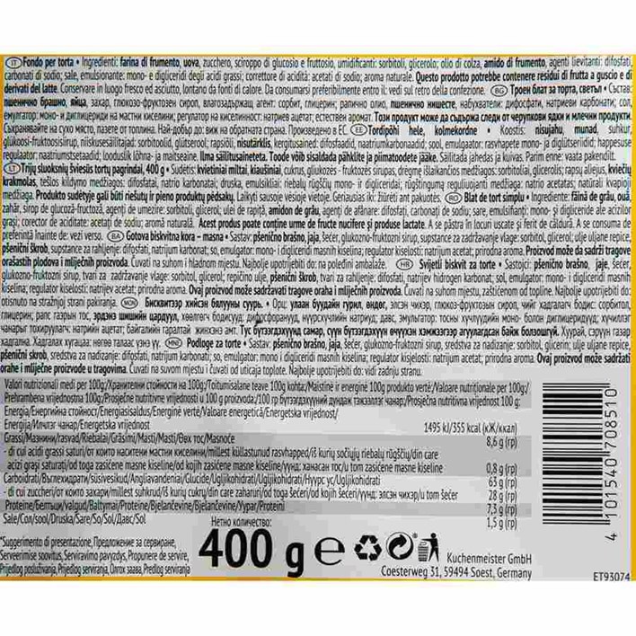 BISKVIT ZA TORTU SVIJETLI 400g LEVENTIĆ