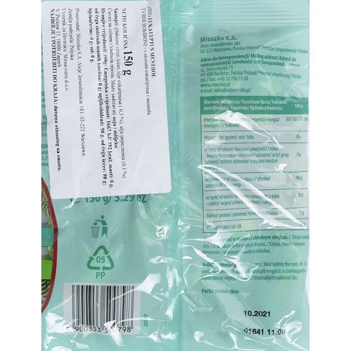 BOMBON EUKALYPTUS MENTHOL 150g MIRNA VERIS