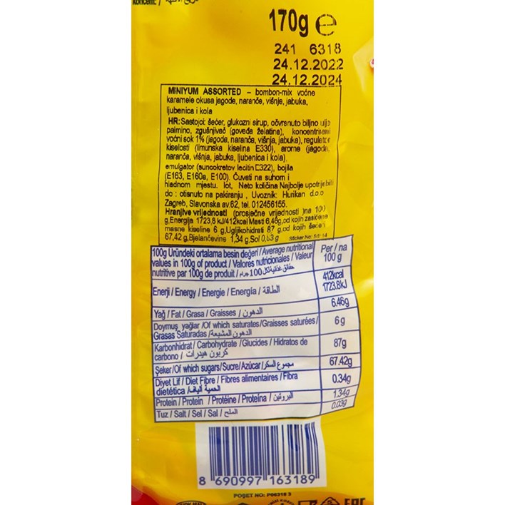BOMBON MINI KARAMELA MIX 170g HURIKAN