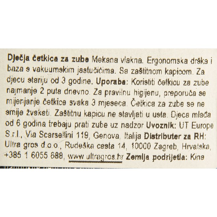 ČETKICA ZA ZUBE ZA DJECU S KAPICOM ULTRA