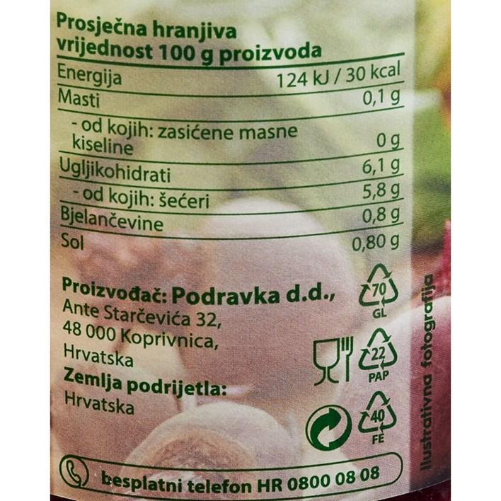 CIKLA KISELA REZANCI 680g PODRAVKA