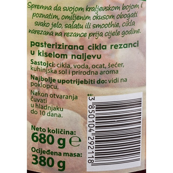 CIKLA KISELA REZANCI 680g PODRAVKA