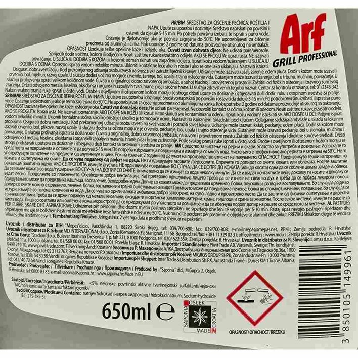 ČISTILO ARF GRILL 650ml SAPONIA