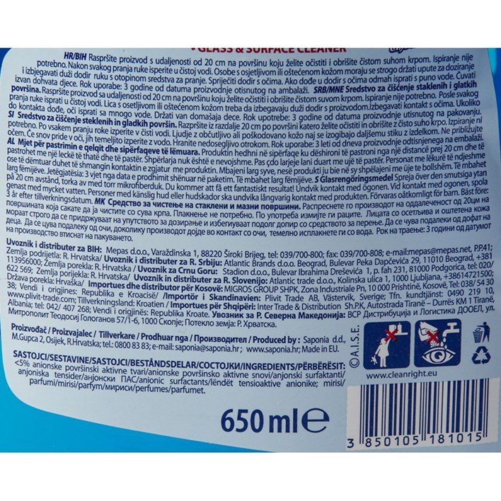 ČISTILO ARF STAKLO 650ml SAPONIA