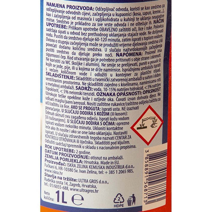 ČISTILO BREL ODČEPLJIVAČ ODVODA 1l ISKRA