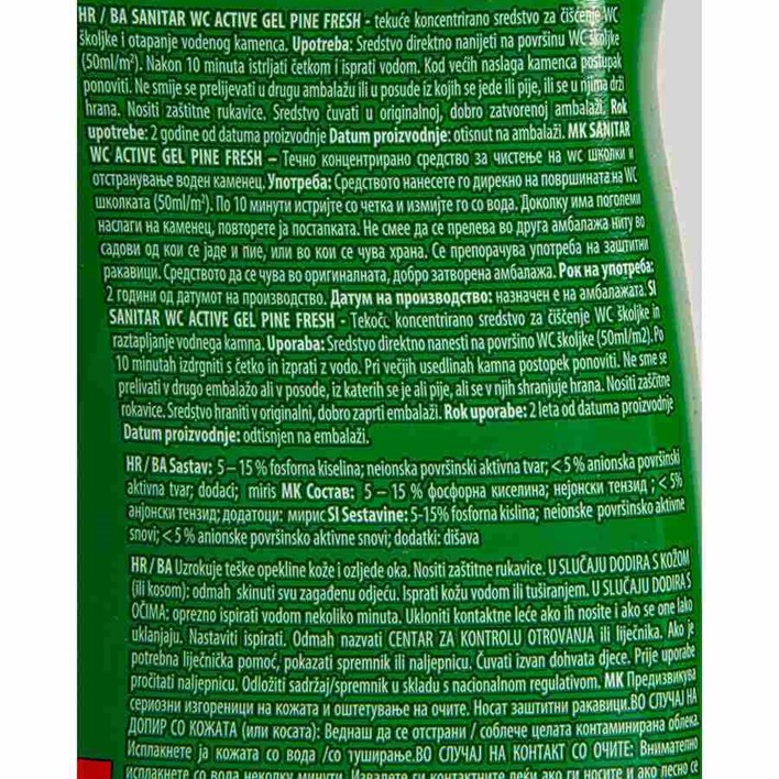 ČISTILO WC SANITAR ACTIVE GEL PINE FRESH 750ml