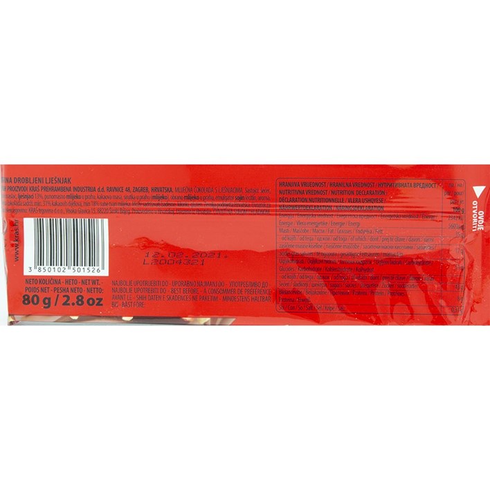 ČOKOLADA DORINA LJEŠNJAK 80G KRAŠ