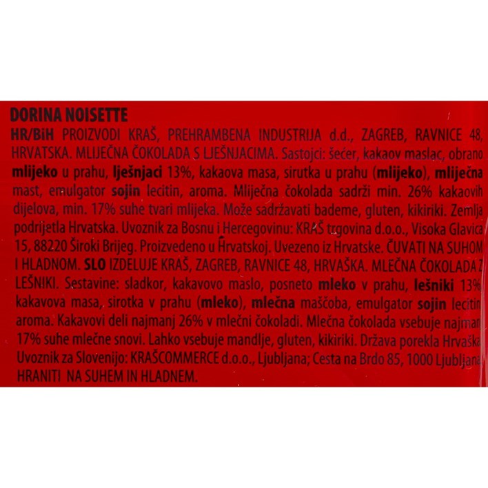 ČOKOLADA DORINA NOISETTE 220g KRAŠ