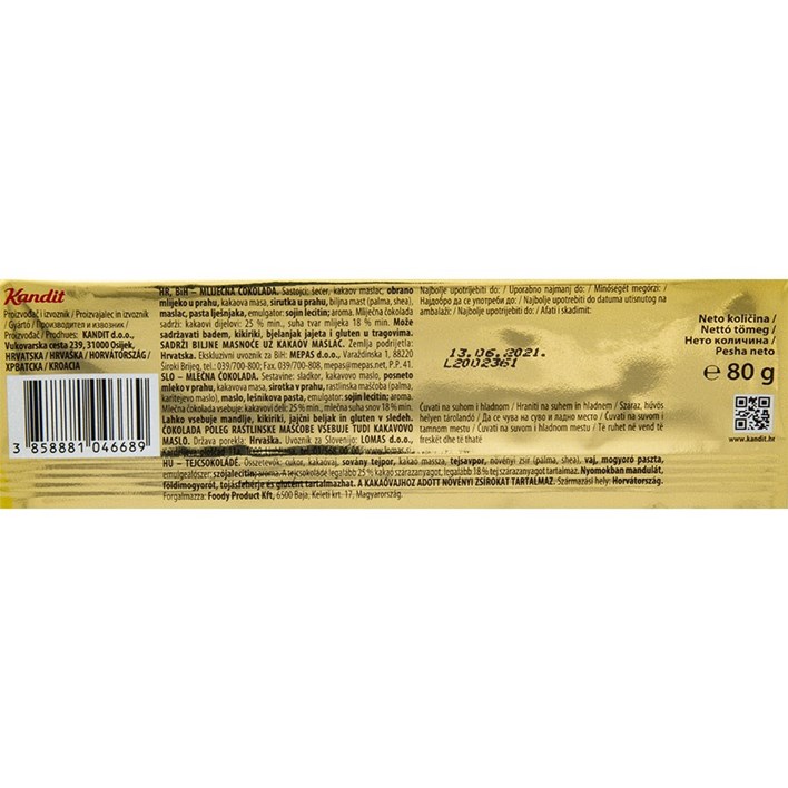 ČOKOLADA KANDIT MLIJEČNA 80g KANDIT