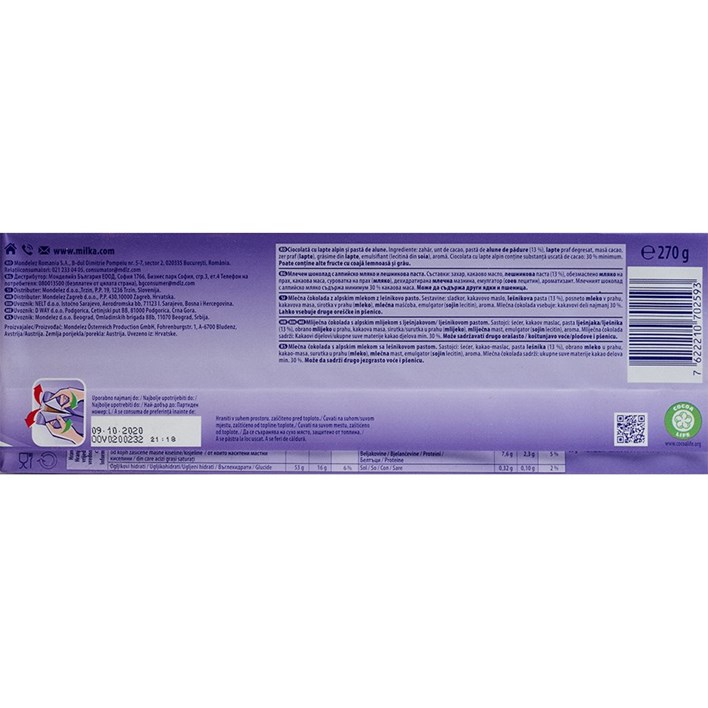 ČOKOLADA MILKA NOISETTE 270g AWT