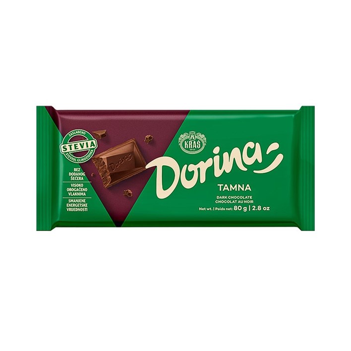 ČOKOLADA DORINA TAMNA BEZ ŠEĆERA 80g KRAŠ