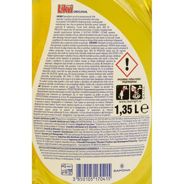 DETERĐENT LIKVI ORIGINAL 1,35l SAPONIA
