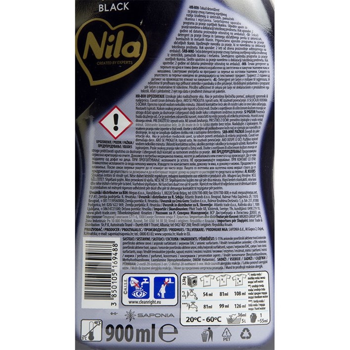 DETERĐENT TEKUĆI NILA SENSUAL BLACK 900ml SAPONIA