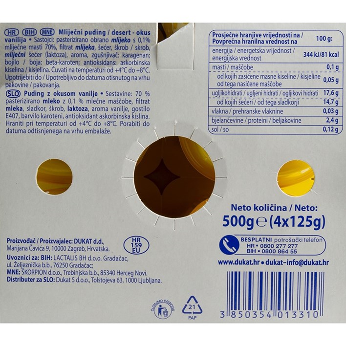 DUKAT PUDING VANILIJA 4X125g