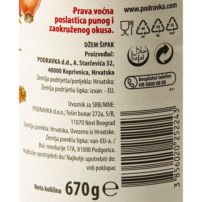 DŽEM ŠIPAK 670g PODRAVKA
