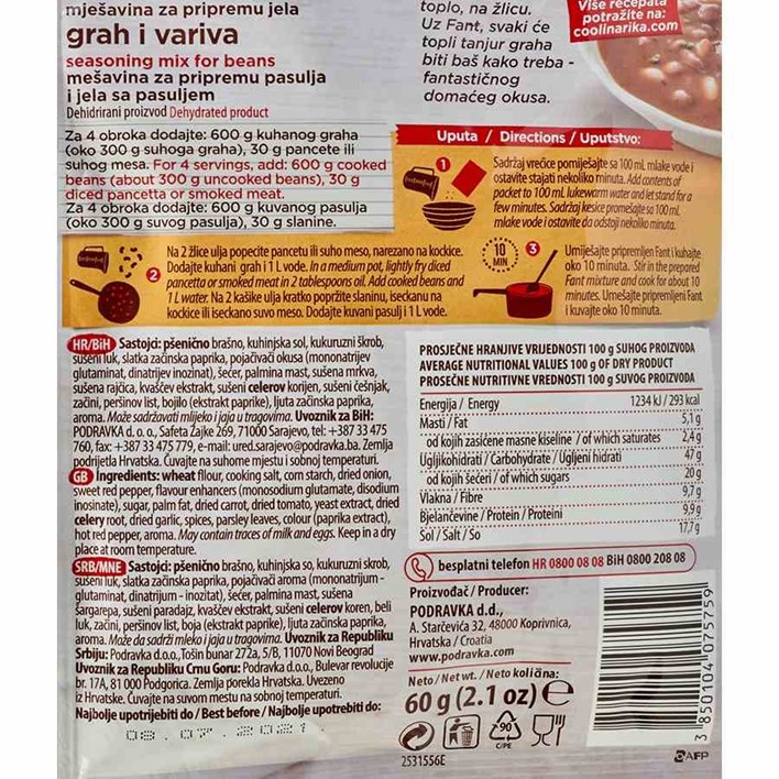 FANT ZA GRAH I VARIVA 60g PODRAVKA