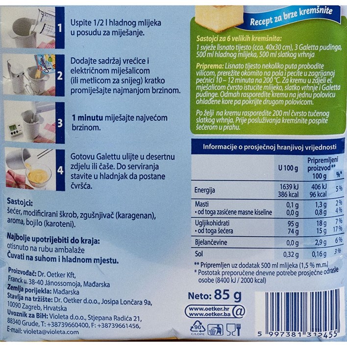 GALETTA VANILIJA 85g DR OETKER