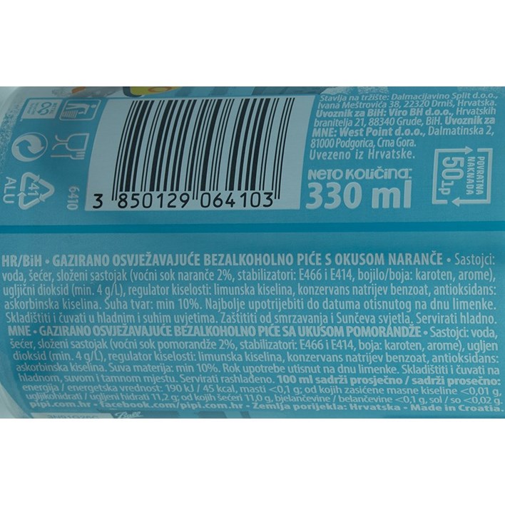 SOK GAZIRANI PIPI NARANČA 0,33l LIMENKA JAMNICA