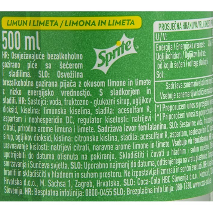 SOK GAZIRANI SPRITE 0,5l COCA COLA