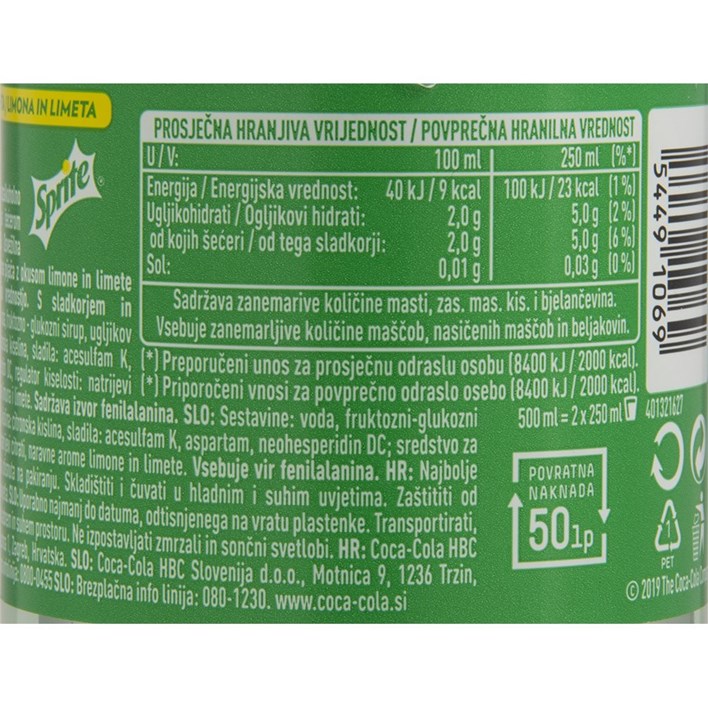 SOK GAZIRANI SPRITE 0,5l COCA COLA