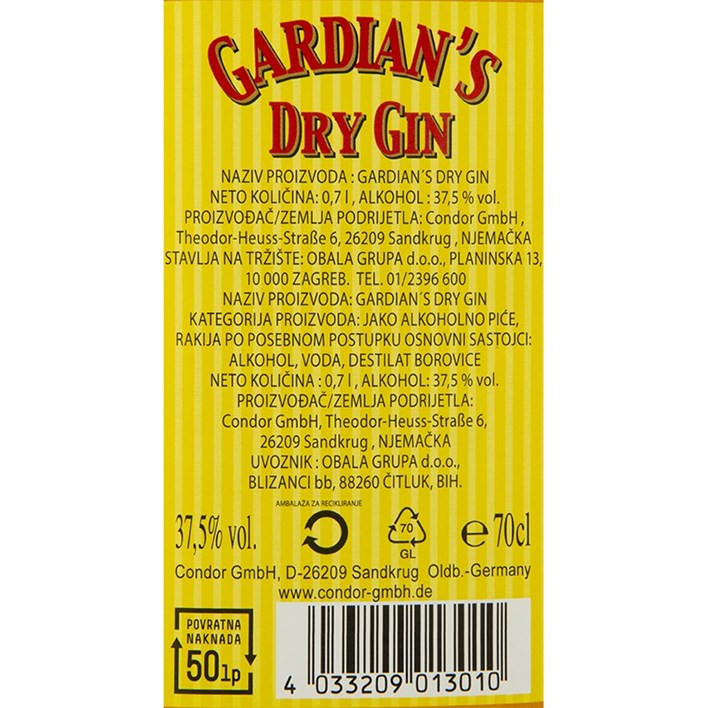 GIN GORDONS DRY 0,7l VRUTAK