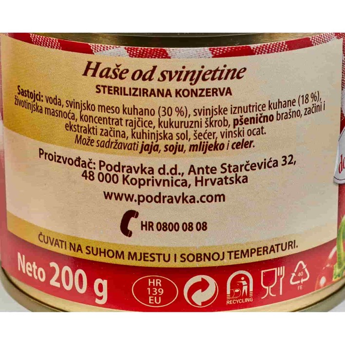 GOTOVO JELO HAŠE OD SVINJETINE 200g LIMENKA PODRAVKA