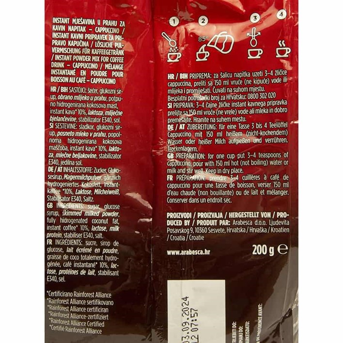 INSTANT CAPPUCCINO ARABESCA CLASSIC 200g ARABESCA