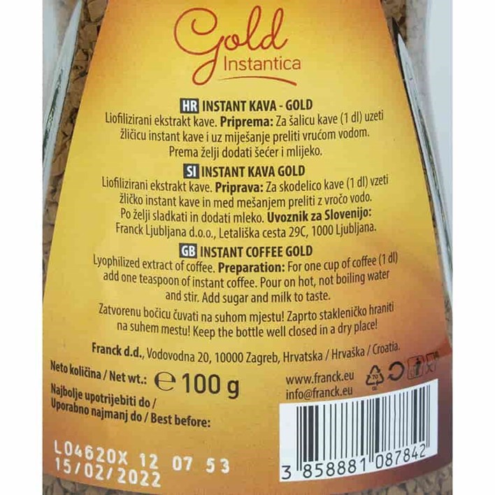 INSTANT KAVA GOLD FRANCK 100g BOČICA