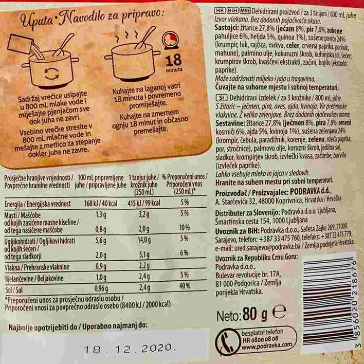 JUHA BOGATA S 5 ŽITARICA 80g PODRAVKA