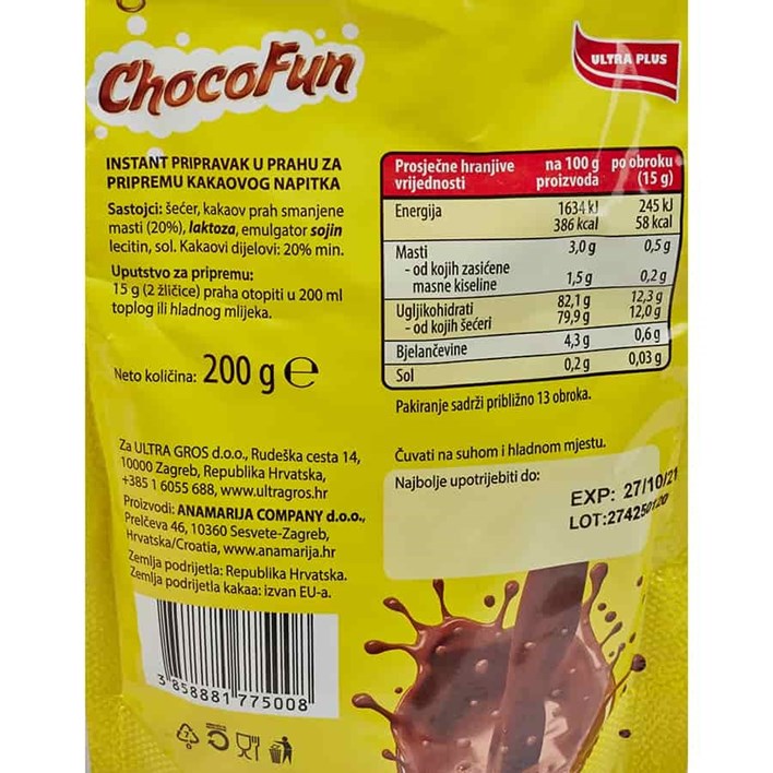 KAKAO INSTAT CHOCO FUN 200g ULTRA