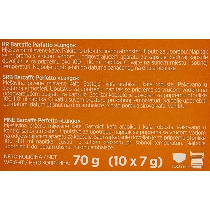KAVA BARCAFFE PERFETTO LUNGO 70g ATLNTIC
