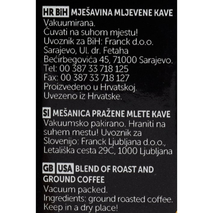 KAVA JUBILARNA INTENSE MLJEVENA 250g FRANCK