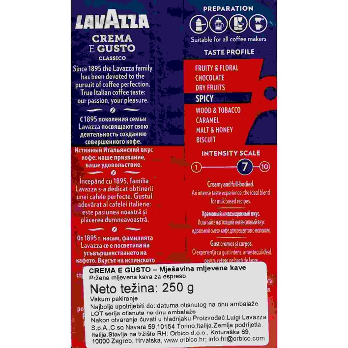 KAVA LAVAZZA CREMA 250g