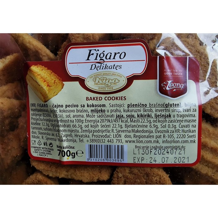 KEKS FIGARO S KOKOSOM 700g HURIKAN