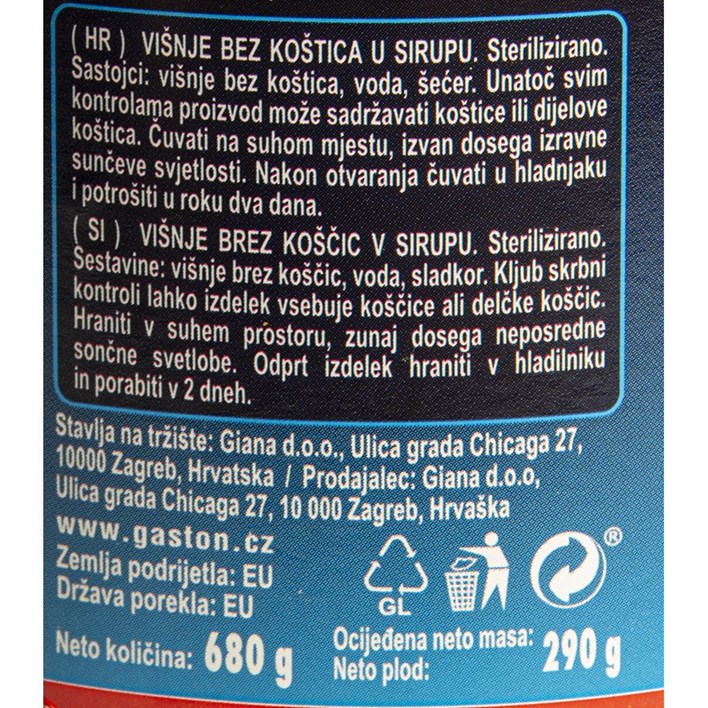 KOMPOT VIŠNJA BEZ KOŠTICA 680g GIANA