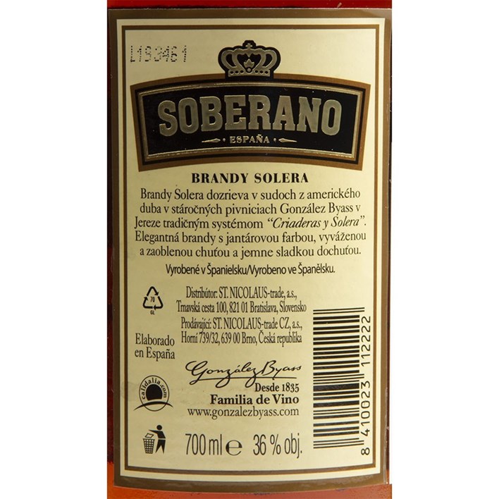 KONJAK SOBERANO SOLERA 0,7l PREHRANA