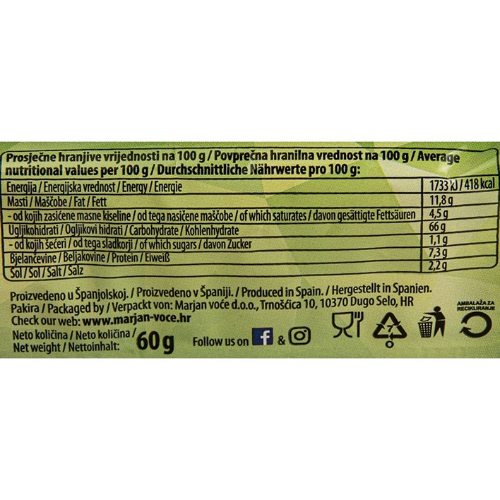 KUKURUZ PEČENI SLANI BBQ SUPER SNACK NATURA 60g MARJAN VOĆE