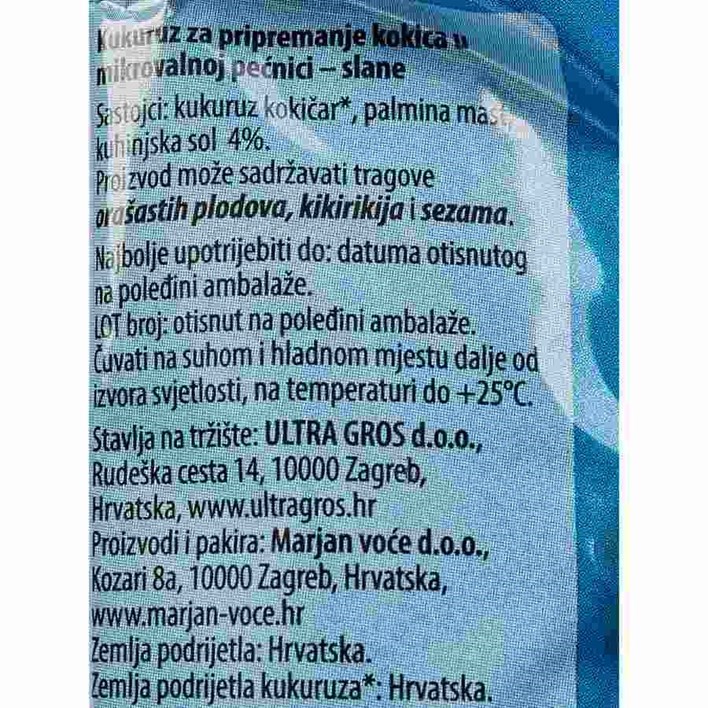 KUKURUZ ZA KOKICE POP CORN 100g MARJAN VOĆE ULTRA