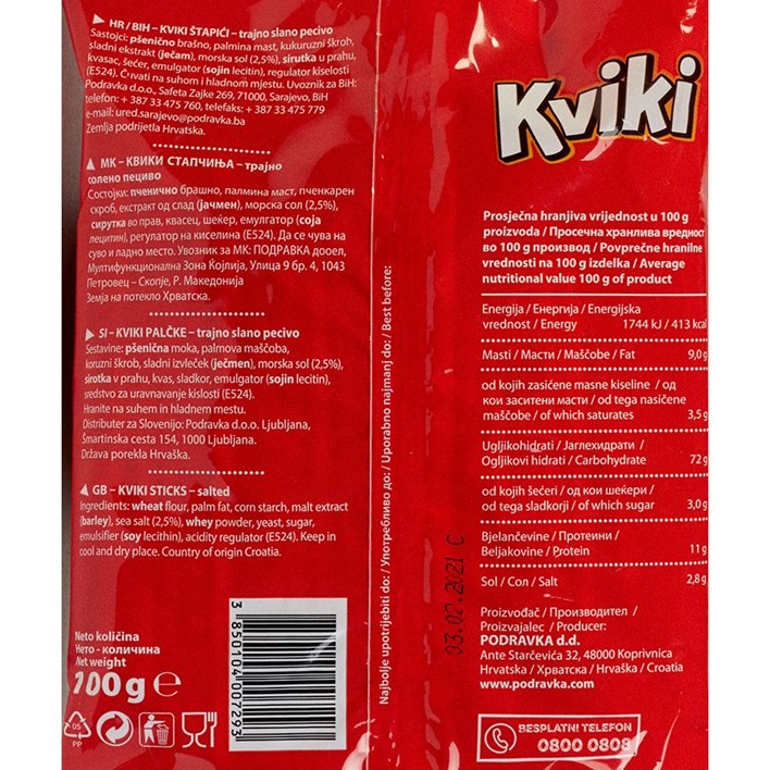 KVIKI ŠTAPIĆI 100g PODRAVKA