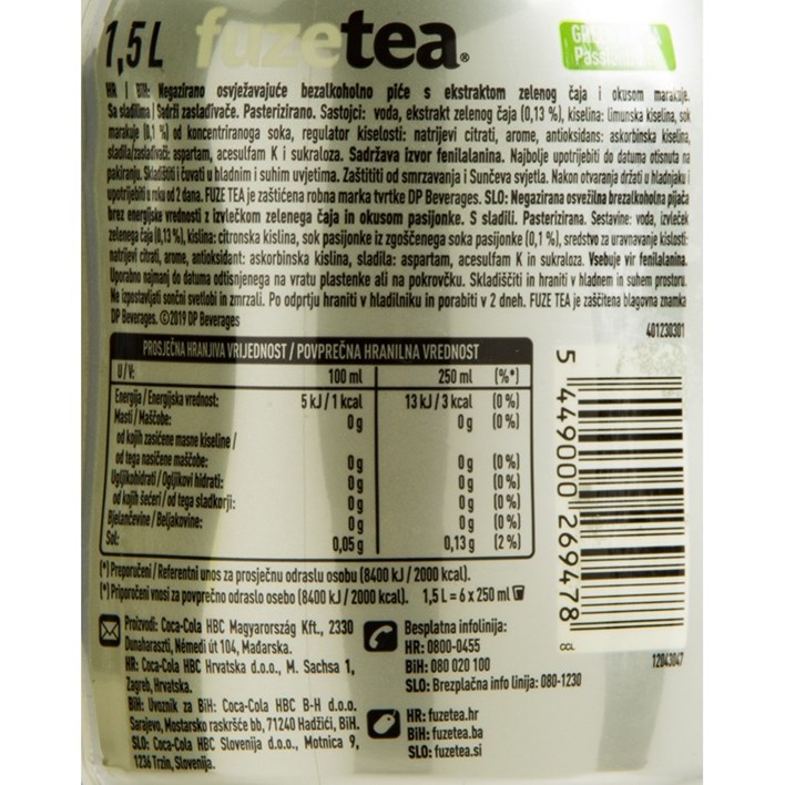 LEDENI ČAJ FUZE TEA ZERO 1,5l COCA COLA