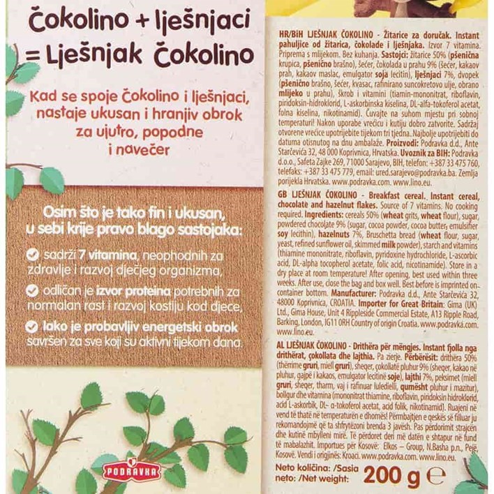 LJEŠNJAK ČOKOLINO 200gPODRAVKA