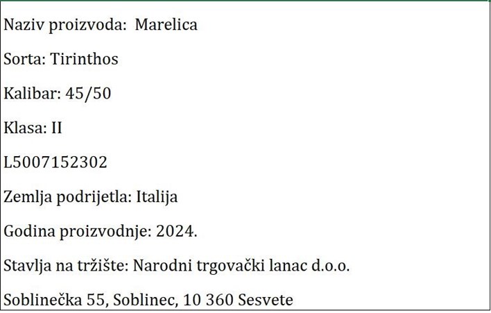 MARELICA SVJEŽA NTL
