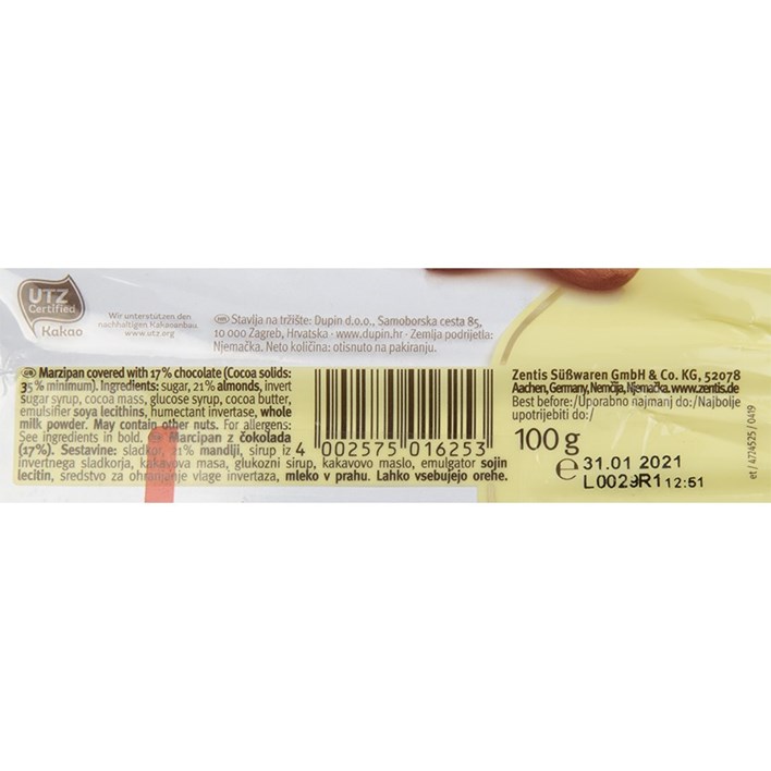 MARZIPAN SA ČOKOLADNIM PRELJEVOM 100g DUPIN