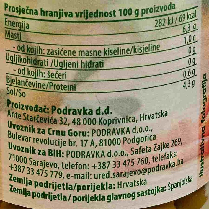 MASLINE PUNJENE PAPRIKOM 350g PODRAVKA