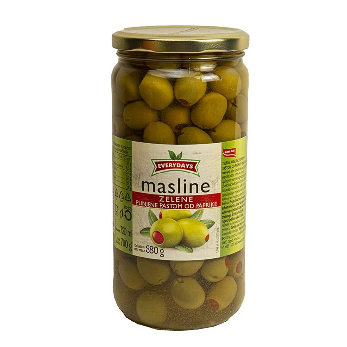 MASLINE ZELENE PUNJENE PASTOM PAPRIKE 700g GIANA ULTRA