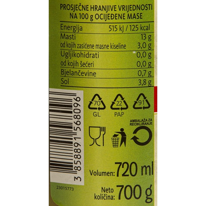 MASLINE ZELENE PUNJENE PASTOM PAPRIKE 700g GIANA ULTRA