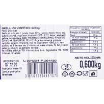 MESO SVJEŽE ĆEVAPČIĆI GRILL 600g PIK