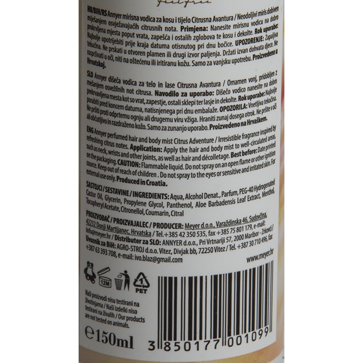 MIRISNA VODICA ZA TIJELO CITRUSNA AVANTURA 150ml