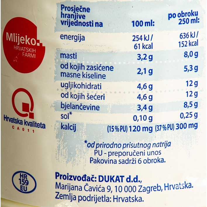 MLIJEKO SVJEŽE 3,2%mm 1,5l DUKAT