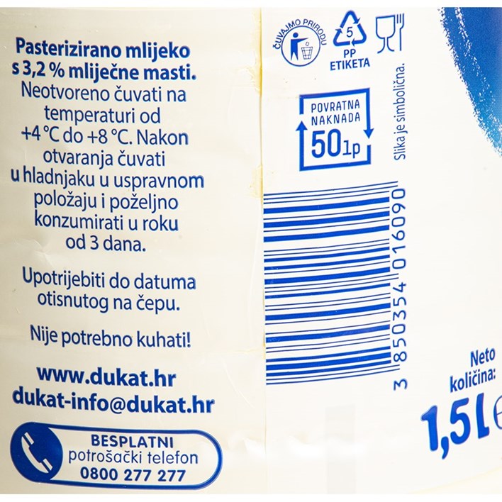 MLIJEKO SVJEŽE 3,2%mm 1,5l DUKAT
